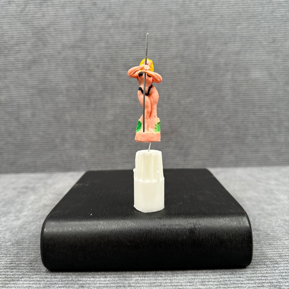Vintage Miniature Exotic Dancer Figurine Blonde Bikini Pole Girl Diorama 1.5"
